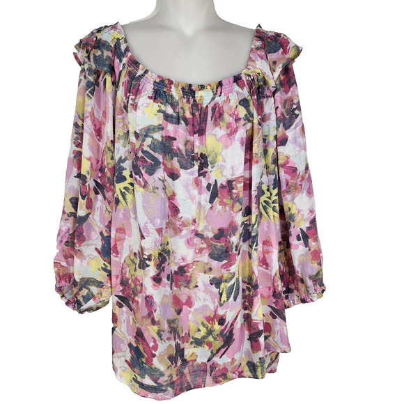 Zac & Rachel Top Womens Size 3X Blouse 3/4 Sleeve On Off Shoulder Romantic Fairy - Picture 1 of 13
